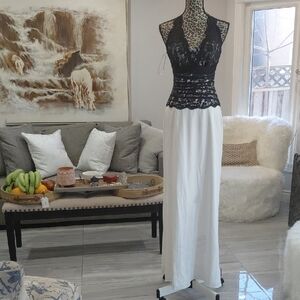 Sophia Tolli Black and White Lace Gown